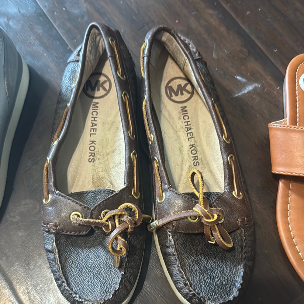 Michael Kors Dark Brown Loafers with Yellow Laces